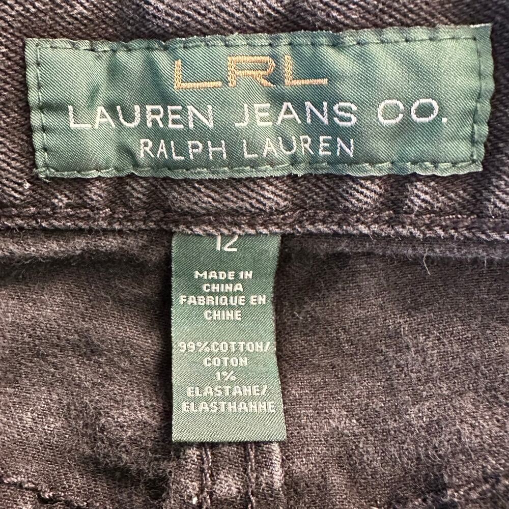 VTG LRL Ralph Lauren Jeans Co Black Denim Straight Skirt Knee Length Womens 12 - Picture 5 of 6